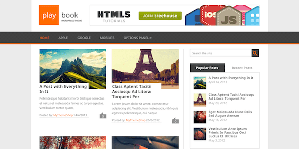 PlayBook FREE Dual Column WordPress Theme