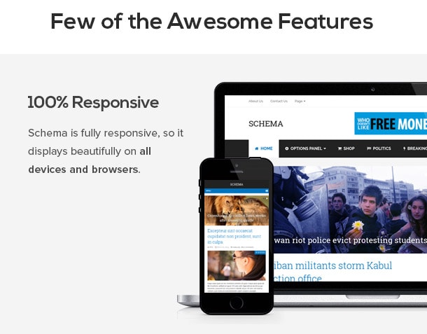 Schema is fully responsive, so it displays beautifully on all devices and browsers.