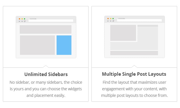 Unlimited Sidebars - No
sidebar, or many sidebars, the
choice is yours and you can
choose the widgets and
placement easily. Multiple
Single Post Layouts - Find the
layout that maximizes user
engagement with your content,
with multiple post layouts to
choose from.