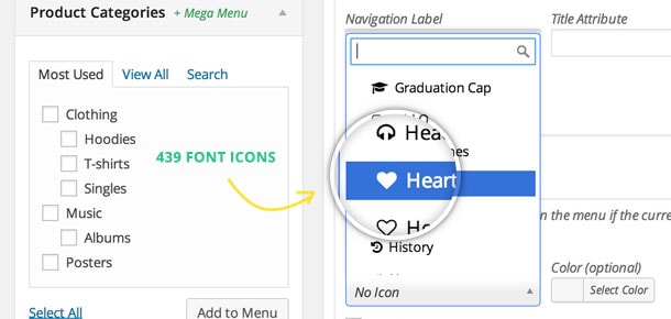 WP Mega Menu Plugin Font ettings