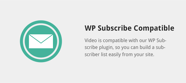 Video is compatible with our WP Subscribe plugin, so you can build a subscriber list easily from your site.