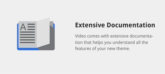 Video comes with extensive documentation that helps you understand all the features of your new theme.