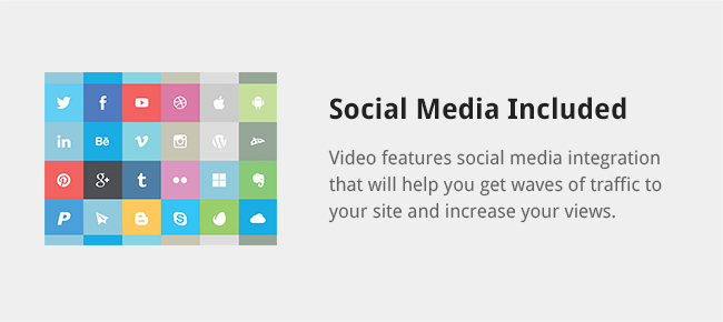 Video features social media integration that will help you get waves of traffic to your site and increase your views.