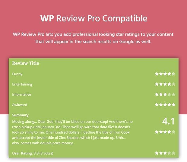 WP Review Pro Compatible