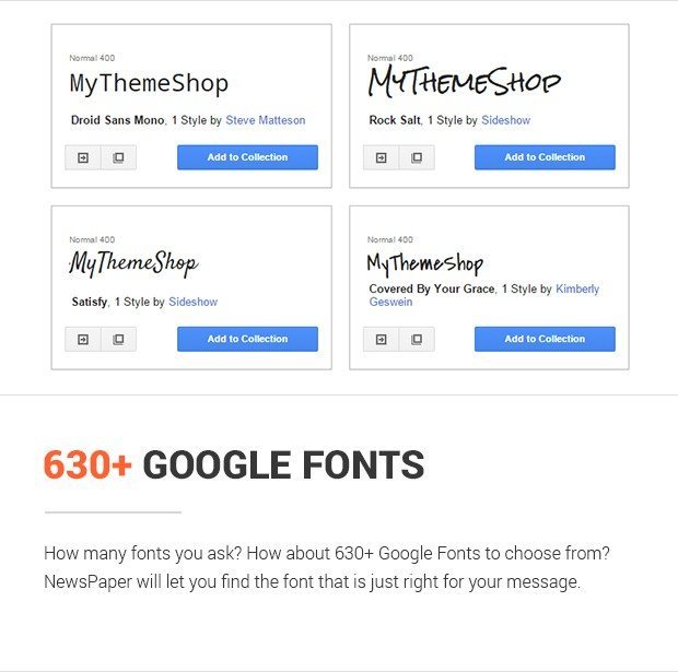 630+ Google Fonts