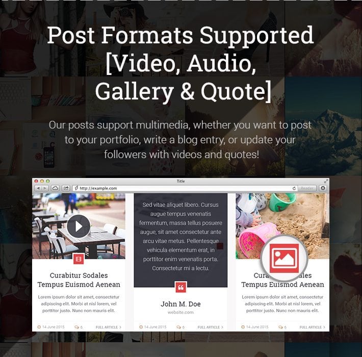 Post Formats Supported [Video Audi Gallery & Quote]