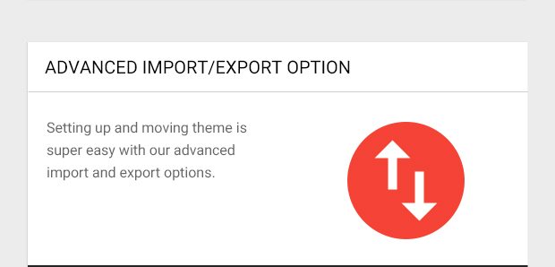Setting up and moving theme is super easy with our advanced import and export options.