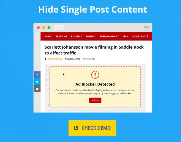 Hide Single Post Content if Adblocker is Detected