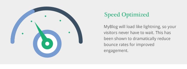 MyBlog will load like lightning, so your visitors never have to wait. This has been shown to dramatically reduce bounce rates for improved engagement.